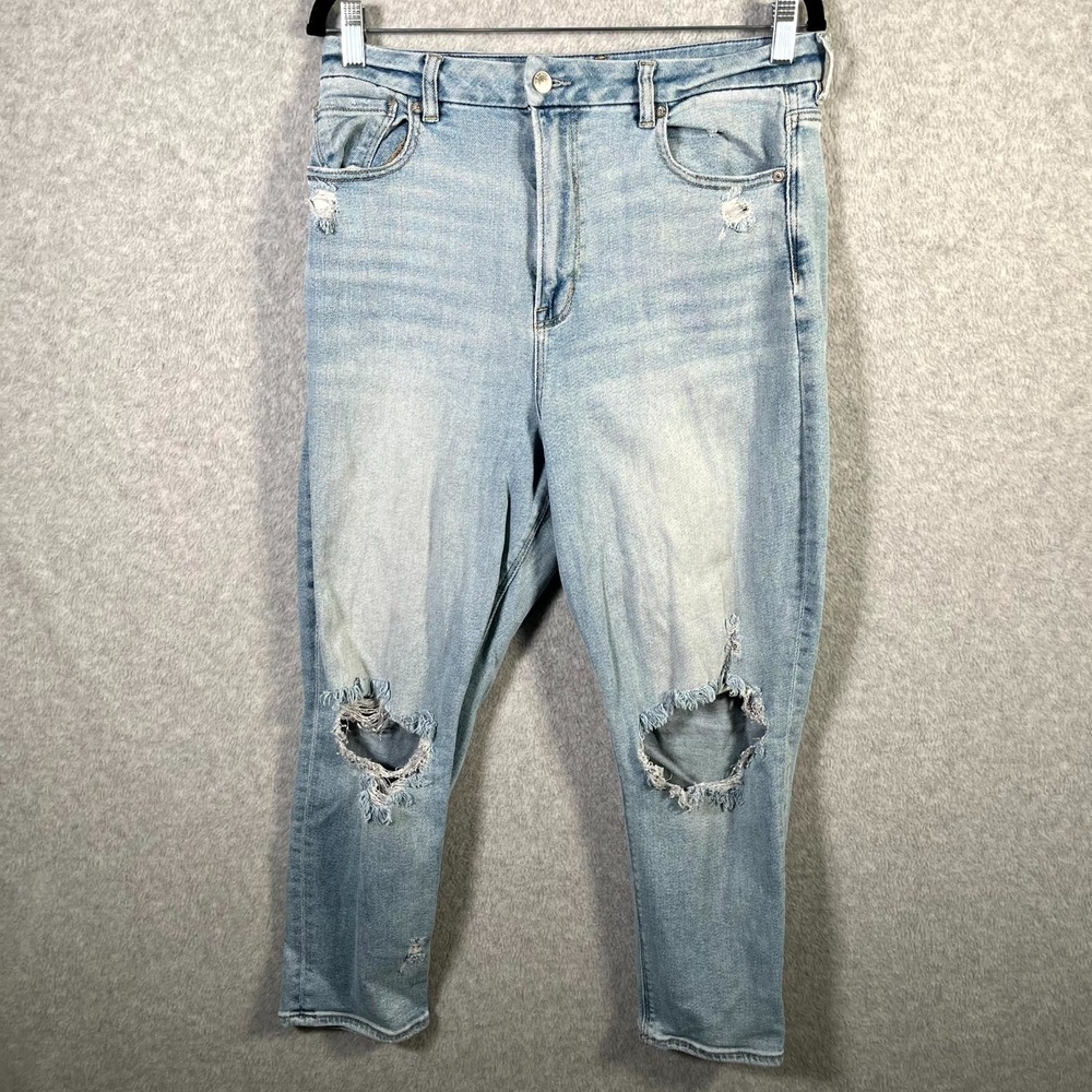 American Eagle Outfitters Jeans Womens 12 Blue Denim Cotton Stretch Distressed